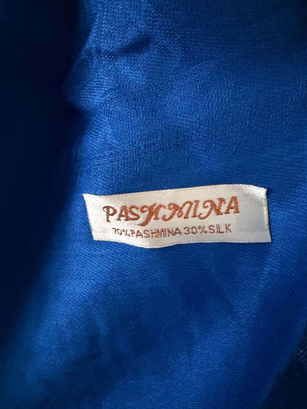 Pashmina Blue Silk-Blend Scarf - Picture 2 of 3